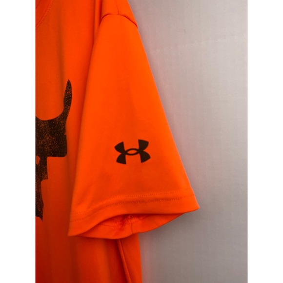 Under Armour Project Rock Youth Large‎ YLG Orange Bull Logo Graphic Tee - Picture 2 of 6